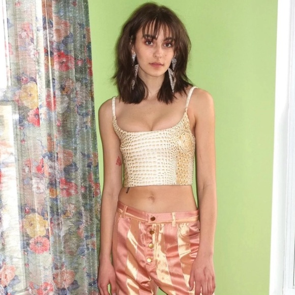 Mia Vesper Faux Croc Tiny Top in Marshmallow, size XS, perfect condition. - Picture 2 of 6